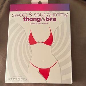 Sweet & Sour Gummy Thong & Bra - Red, NEW